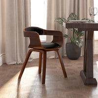 Sedia da Pranzo Nera in Legno Curvato e Similpelle cod mxl 7611