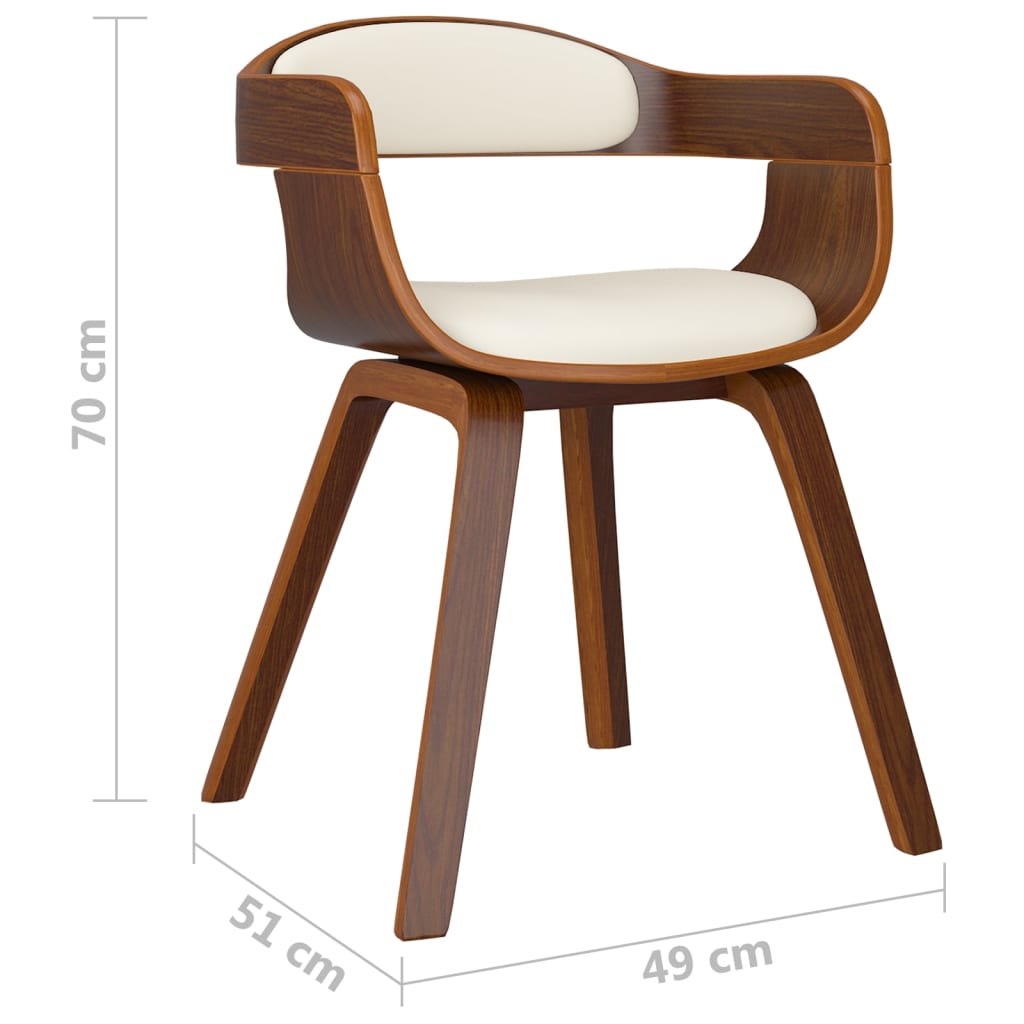 Sedia da Pranzo Crema in Legno Curvato e Similpelle 3092372