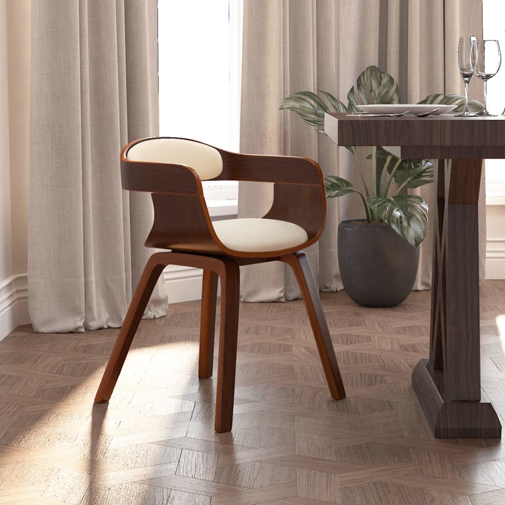 Sedia da Pranzo Crema in Legno Curvato e Similpelle cod mxl 18626