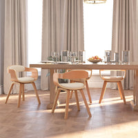 Sedie da Pranzo 4 pz Crema in Legno Curvato e Similpelle 3092386