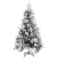 Albero di Natale con Neve Floccata e Pigne 195 cm PVC e PE