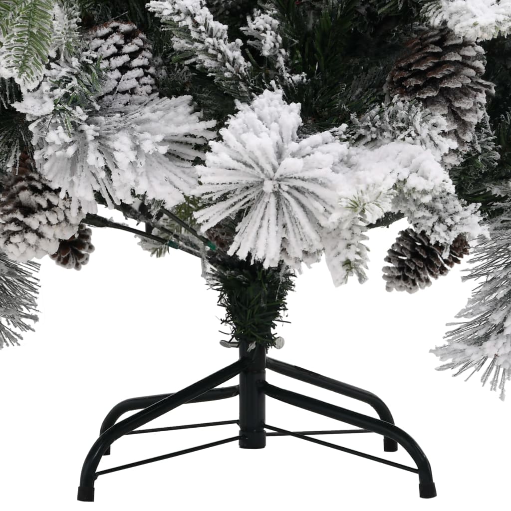 Albero di Natale con Neve Floccata e Pigne 195 cm PVC e PE