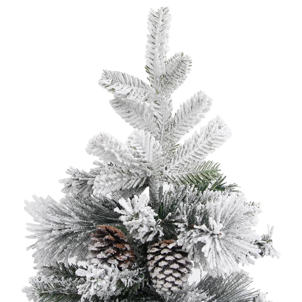 Albero di Natale con Neve Floccata e Pigne 225 cm PVC e PE