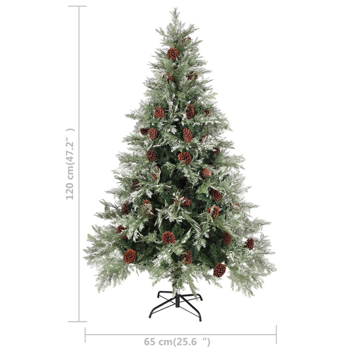 Albero di Natale con Pigne Verde e Bianco 120 cm in PVC e PE 340533