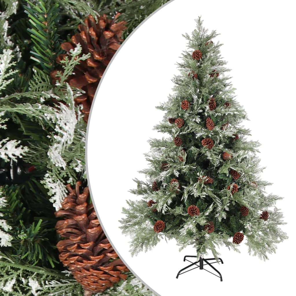 Albero di Natale con Pigne Verde e Bianco 150 cm in PVC e PE 340534