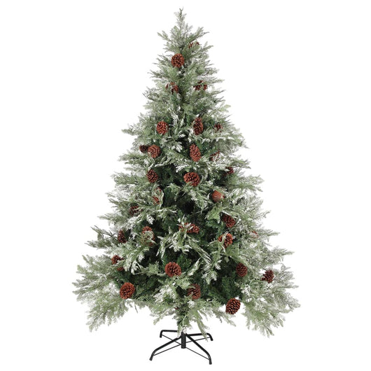 Albero di Natale con Pigne Verde e Bianco 150 cm in PVC e PE