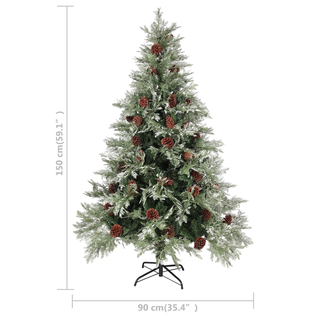 Albero di Natale con Pigne Verde e Bianco 150 cm in PVC e PE 340534