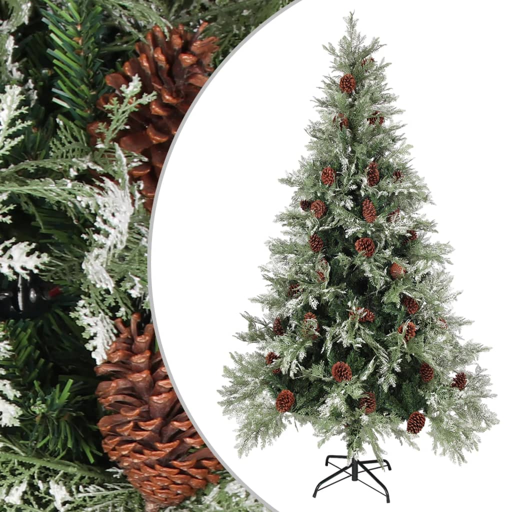 Albero di Natale con Pigne Verde e Bianco 195 cm in PVC e PE 340535