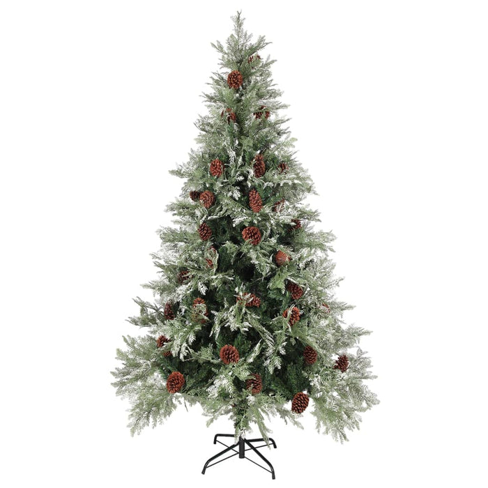 Albero di Natale con Pigne Verde e Bianco 195 cm in PVC e PE