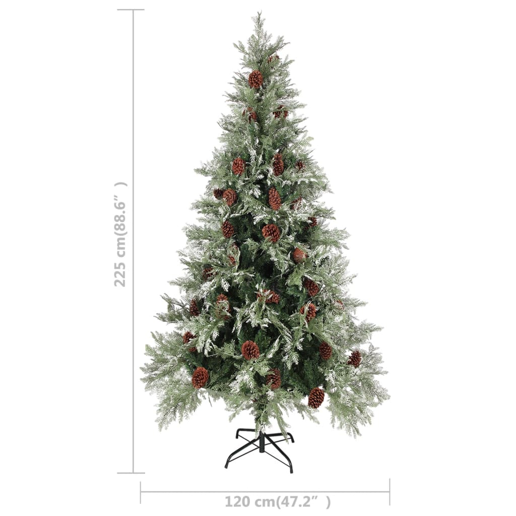 Albero di Natale con Pigne Verde e Bianco 225 cm in PVC e PE