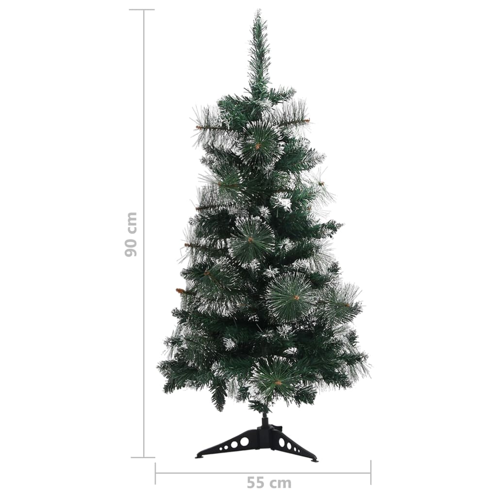 Albero di Natale Artificiale Supporto Verde e Bianco 90 cm PVC