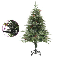 Albero di Natale Preilluminato con Pigne Verde 120 cm PVC e PE 3094555