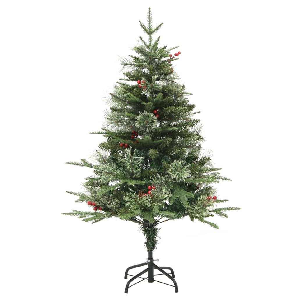 Albero di Natale Preilluminato con Pigne Verde 120 cm PVC e PE 3094555