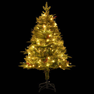 Albero di Natale Preilluminato con Pigne Verde 120 cm PVC e PE 3094555