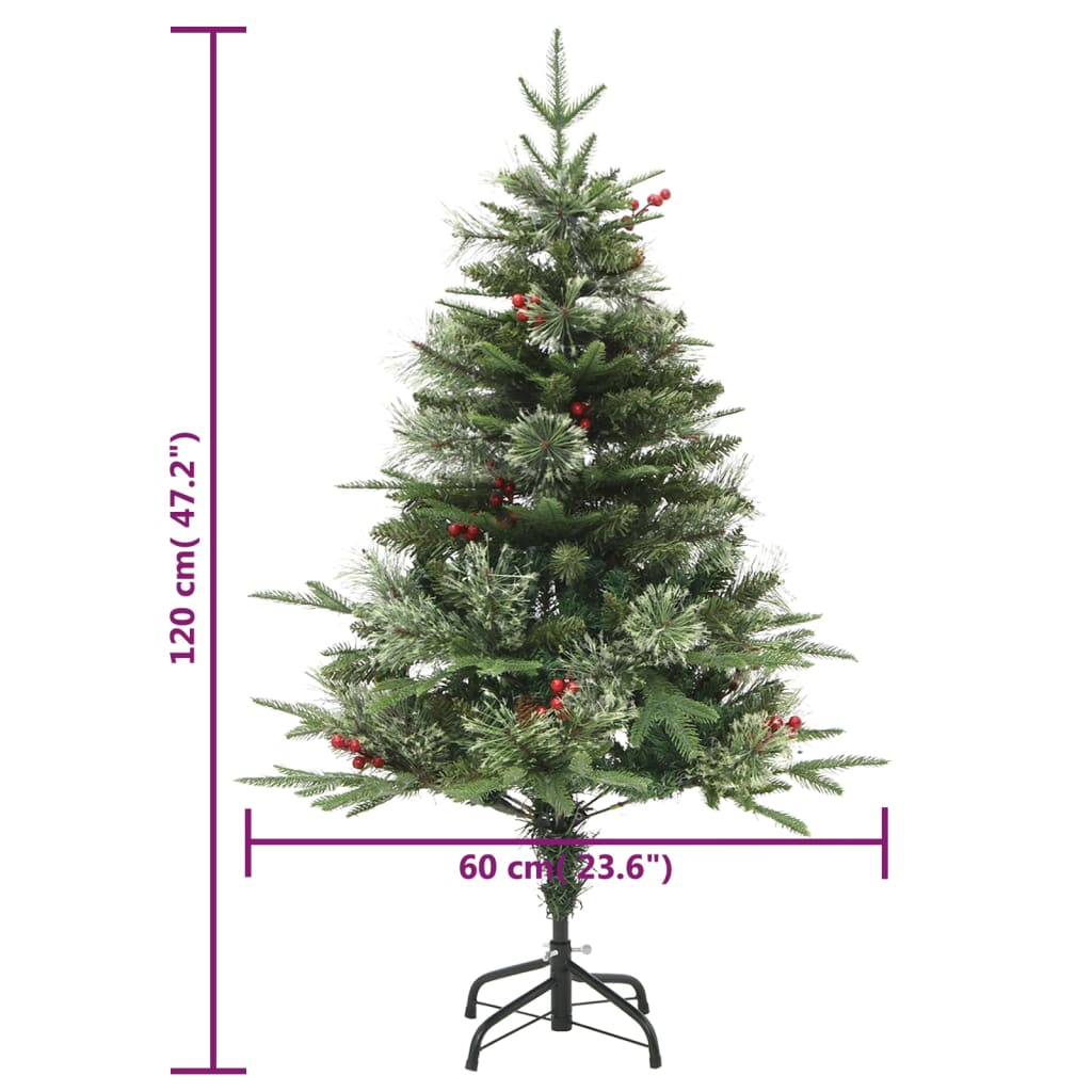 Albero di Natale Preilluminato con Pigne Verde 120 cm PVC e PE 3094555