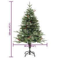 Albero di Natale Preilluminato con Pigne Verde 120 cm PVC e PE 3094555