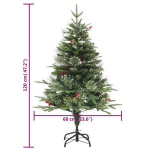 Albero di Natale Preilluminato con Pigne Verde 120 cm PVC e PE 3094555