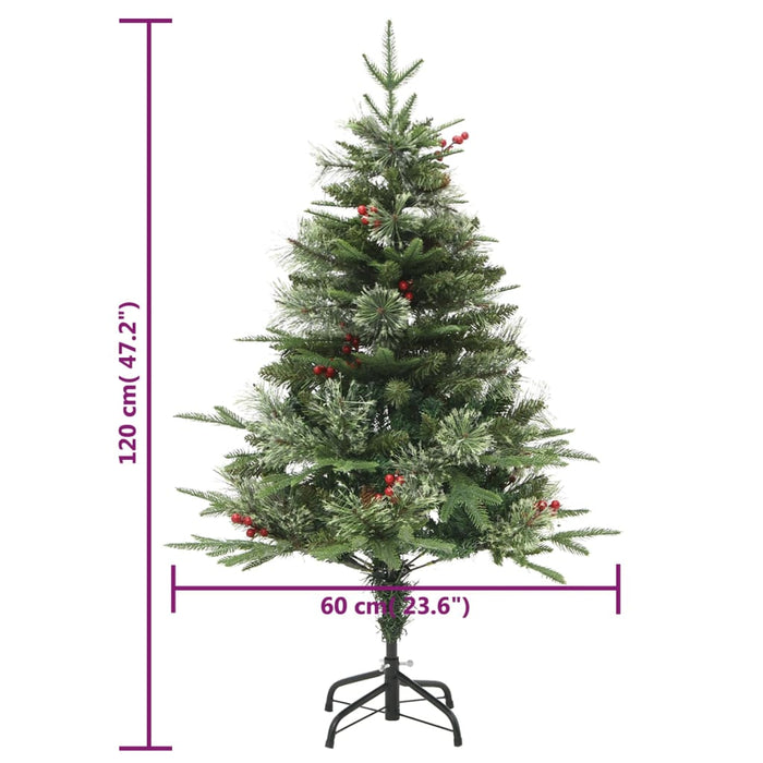 Albero di Natale Preilluminato con Pigne Verde 120 cm PVC e PE 3094555