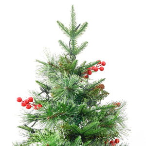 Albero di Natale Preilluminato con Pigne Verde 225 cm PVC e PE 3094558