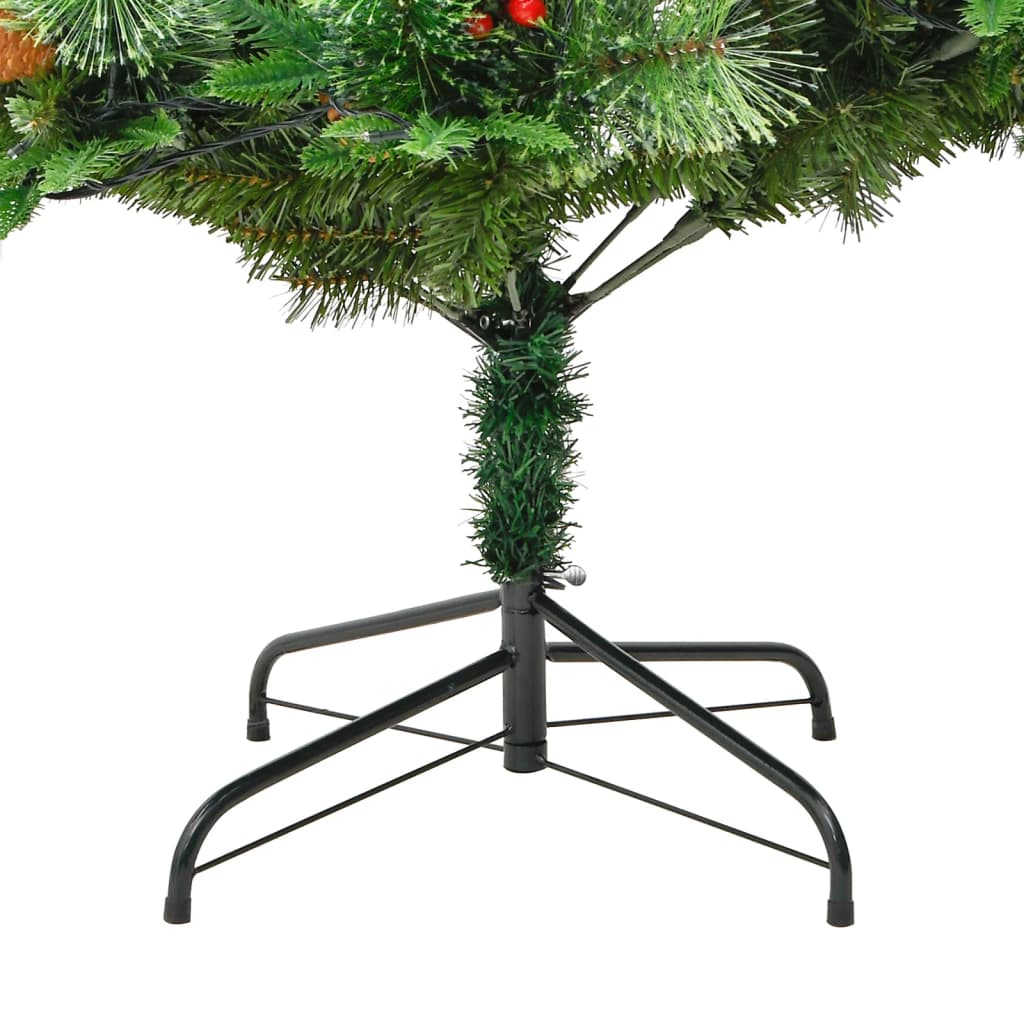 Albero di Natale Preilluminato con Pigne Verde 225 cm PVC e PE 3094558