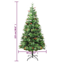 Albero di Natale Preilluminato con Pigne Verde 225 cm PVC e PE 3094558