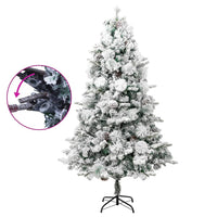 Albero di Natale con Neve Floccata LED e Pigne 195 cm PVC e PE