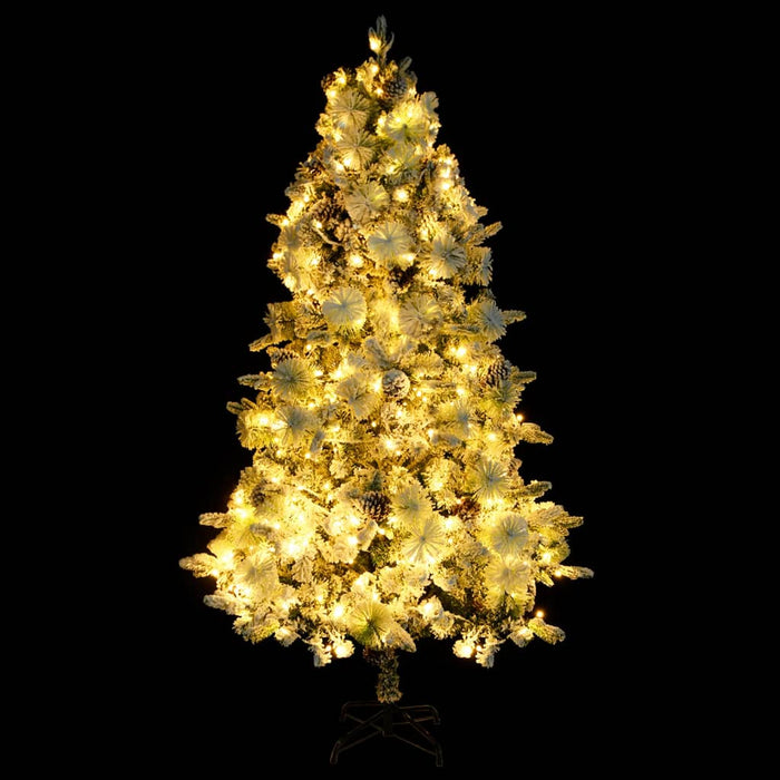 Albero di Natale con Neve Floccata LED e Pigne 195 cm PVC e PE