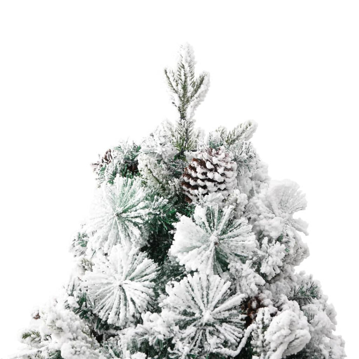 Albero di Natale con Neve Floccata LED e Pigne 195 cm PVC e PE