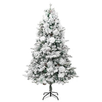 Albero di Natale Innevato Preilluminato Pigne 225cm in PVC e PE 3094562