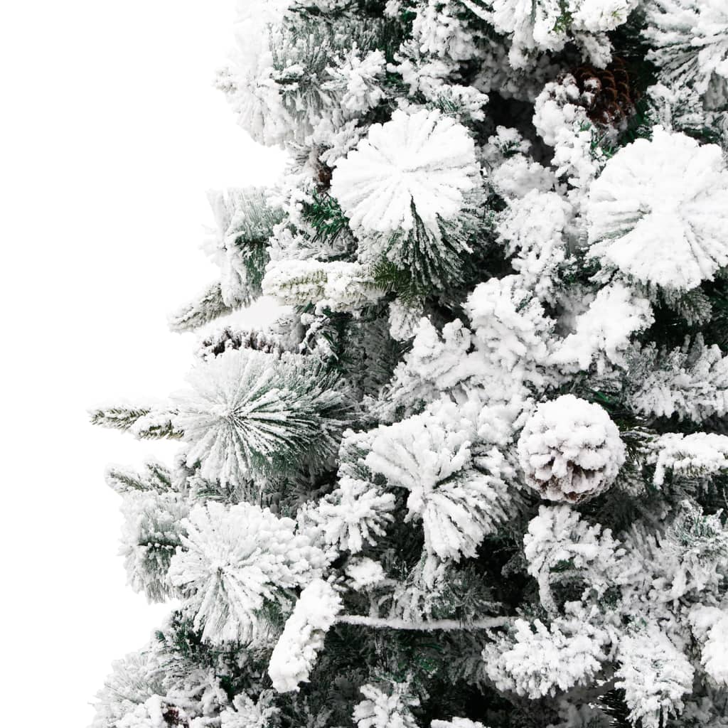 Albero di Natale Innevato Preilluminato Pigne 225cm in PVC e PE 3094562