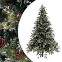 Albero di Natale con Luci e Pigne Verde e Bianco 120cm PVC e PE 3094563