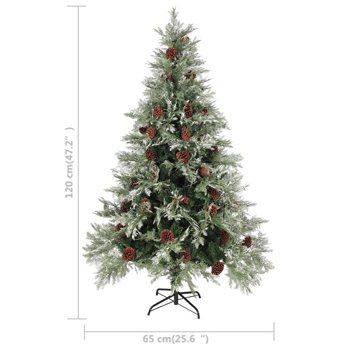 Albero di Natale con Luci e Pigne Verde e Bianco 120cm PVC e PE 3094563