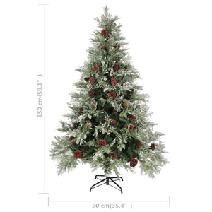 Albero di Natale con LED e Pigne Verde e Bianco 150 cm PVC e PE