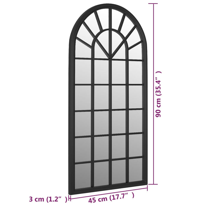 Specchio da Giardino Nero 90x45 cm in Ferro per Uso Esterno 318348