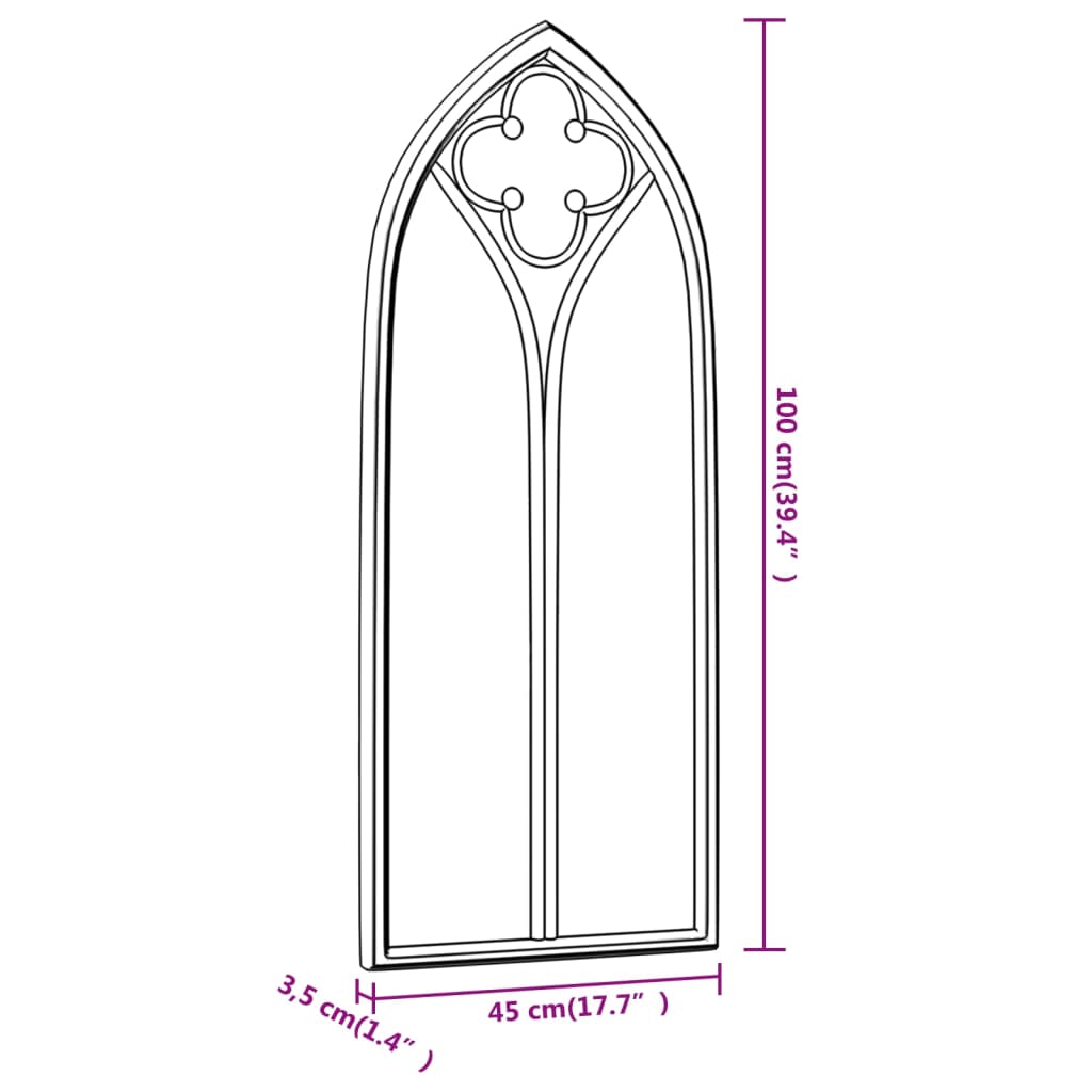 Specchio da Giardino Nero 100x45 cm in Ferro per Uso Esterno cod mxl 67805