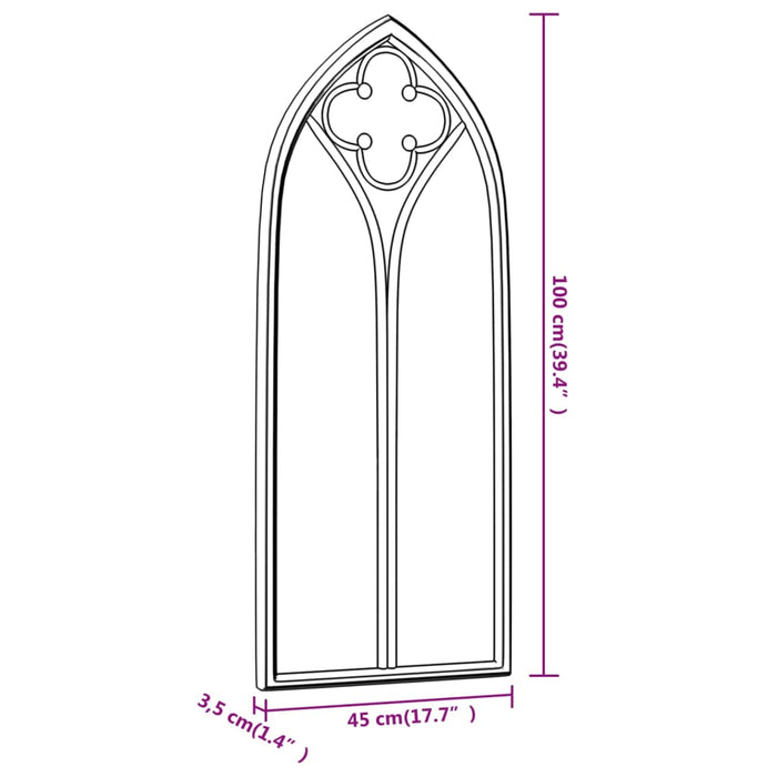 Specchio da Giardino Nero 100x45 cm in Ferro per Uso Esterno cod mxl 67805