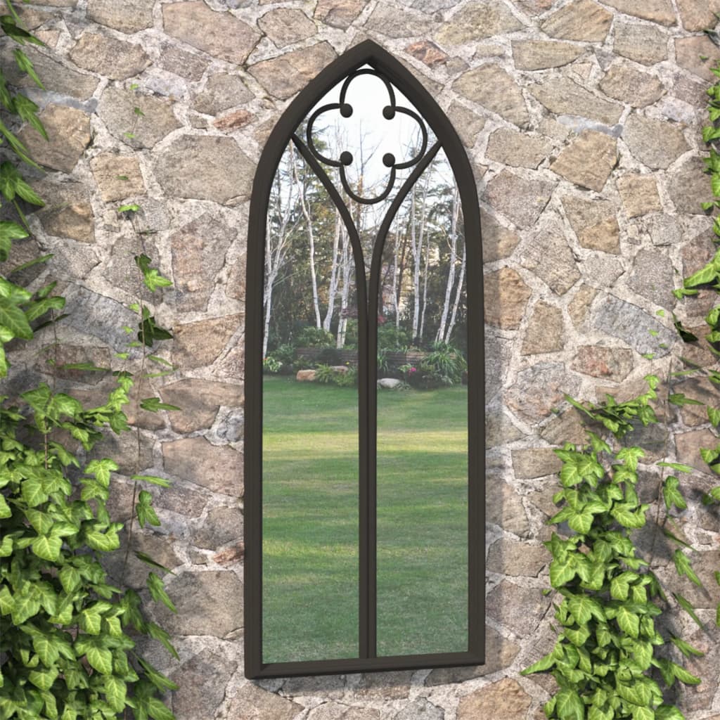 Specchio da Giardino Nero 100x45 cm in Ferro per Uso Esterno 318350