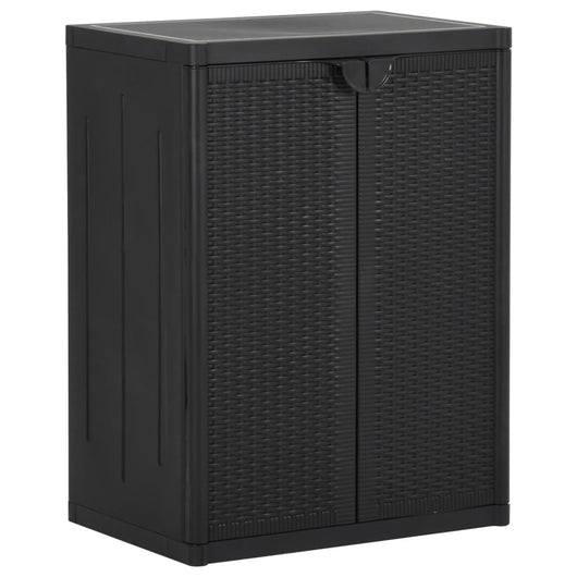 Armadio da Giardino Nero 65x45x88 cm in Rattan PP 151236