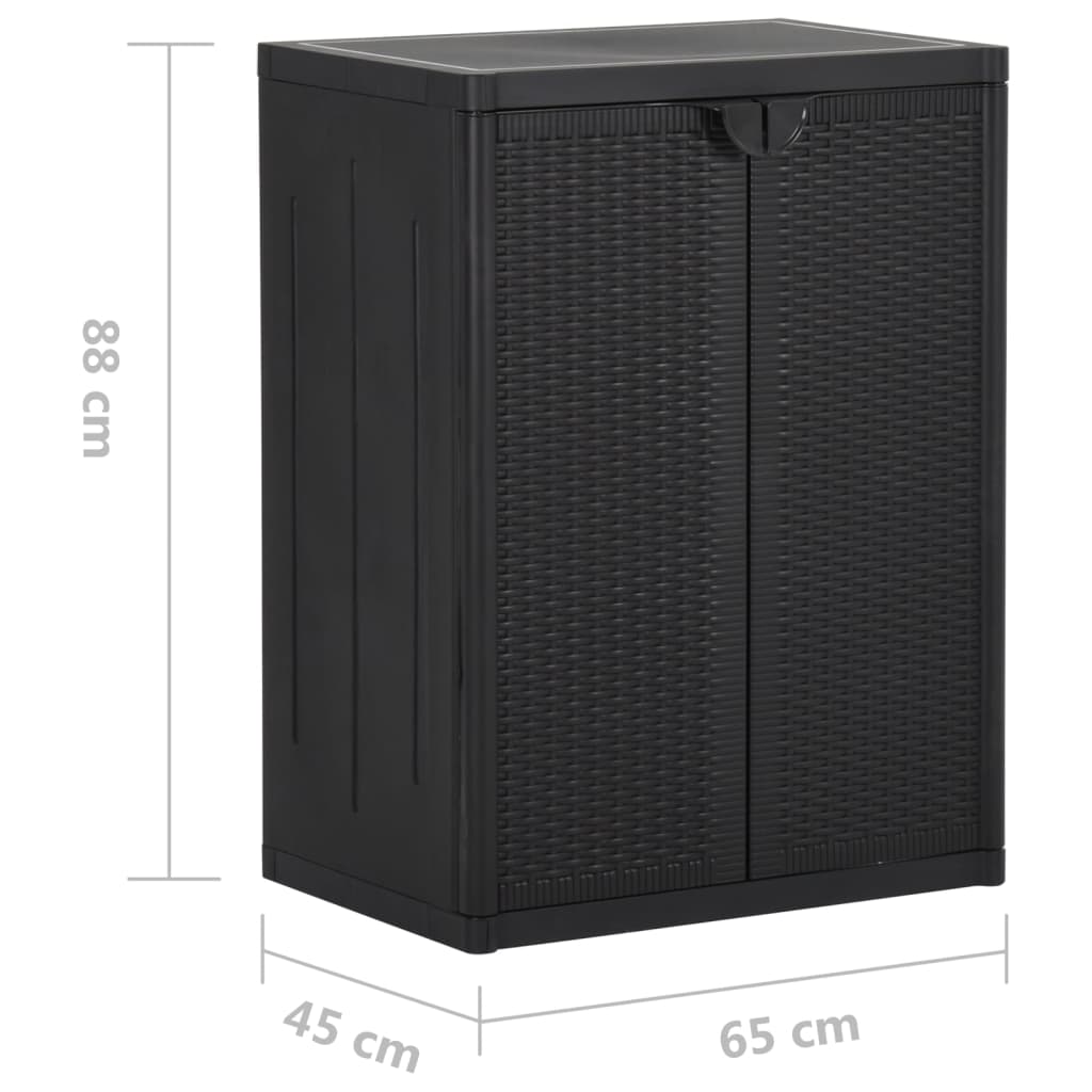 Armadio da Giardino Nero 65x45x88 cm in Rattan PP cod mxl 53169