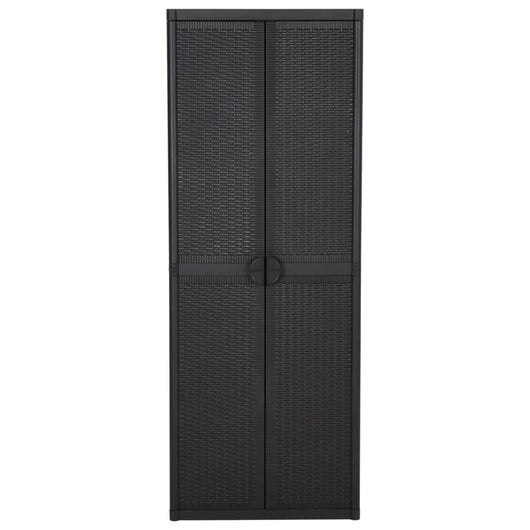 Armadio da Giardino Nero 65x45x172 cm in Rattan PP cod mxl 50532