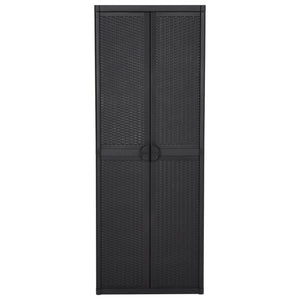 Armadio da Giardino Nero 65x45x172 cm in Rattan PP 151238