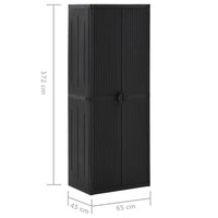 Armadio da Giardino Nero 65x45x172 cm in Rattan PP 151238