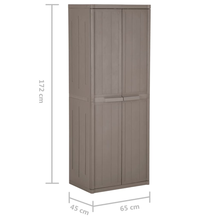 Armadio da Giardino Marrone 65x45x172 cm in PP Aspetto Legno