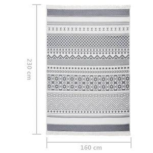 Tappeto Grigio e Bianco 160x230 cm in Cotone 340121