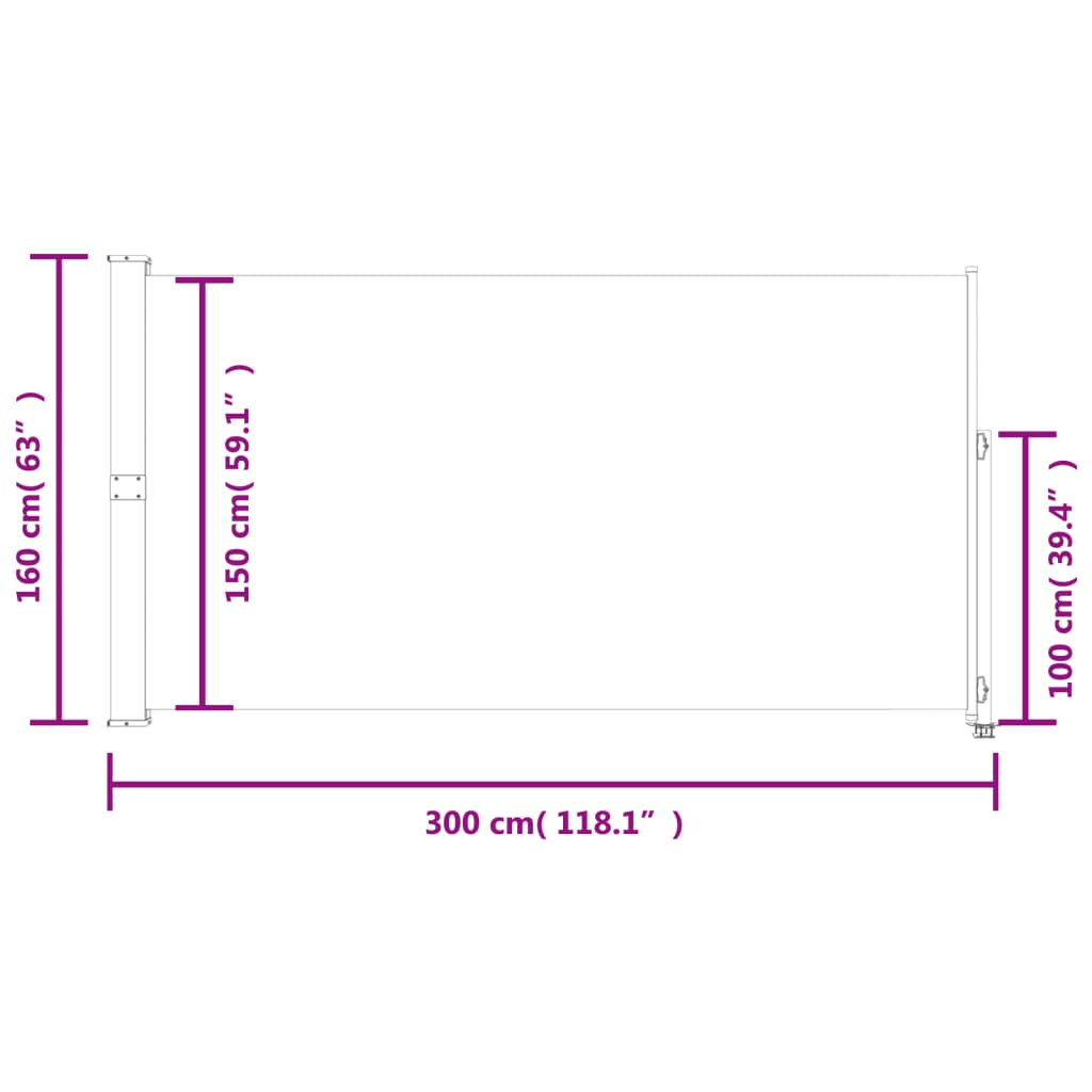 Tenda Laterale Retrattile per Patio 160x300 cm Marrone cod mxl 25091