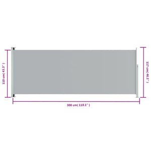 Tenda Laterale Retrattile per Patio 117x300 cm Grigia 317872