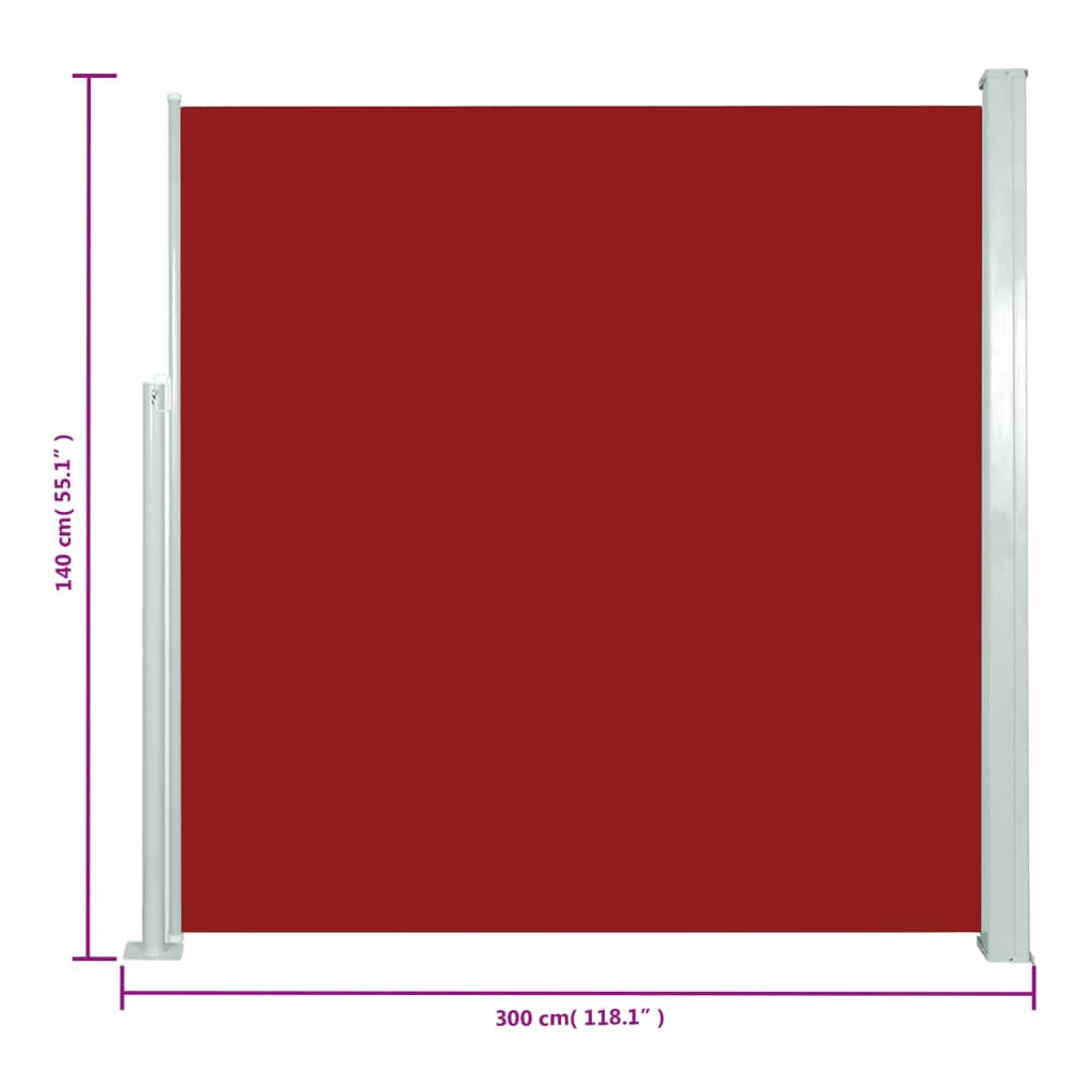 Tenda Laterale Retrattile per Patio 140x300 cm Rossa cod mxl 25949