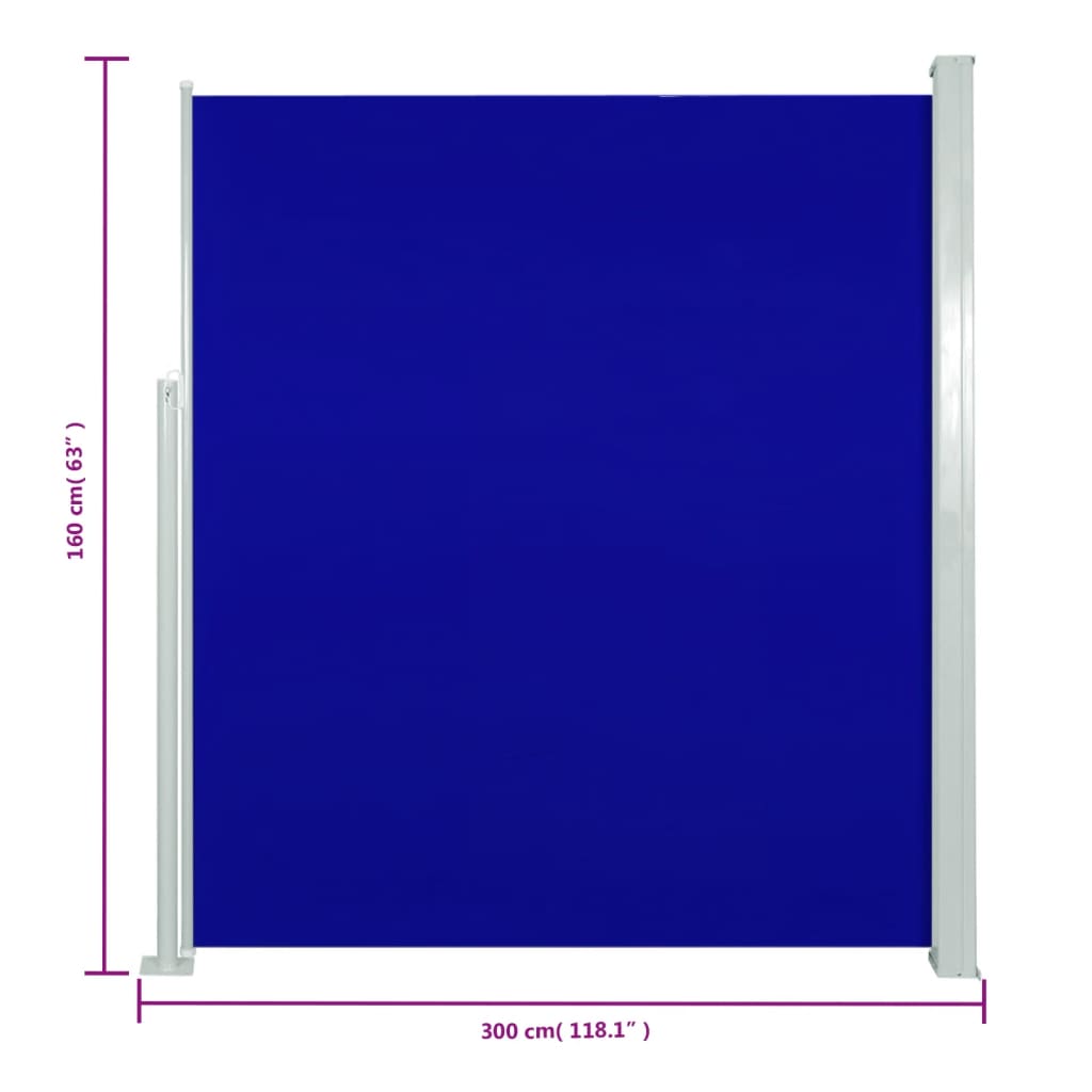 Tenda Laterale Retrattile per Patio 160x300 cm Blu 317882