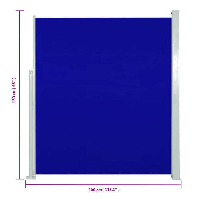 Tenda Laterale Retrattile per Patio 160x300 cm Blu 317882