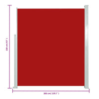 Tenda Laterale Retrattile per Patio 160x300 cm Rossa cod mxl 28098